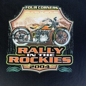 Rally in the Rockies Four Corners Men’s XLarge T Shirt 2004 Black Motorcycle